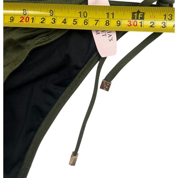 NWT Victoria's Secret The Skimmy Green Swimsuit String Bikini Bottom Medium M - Picture 4 of 5